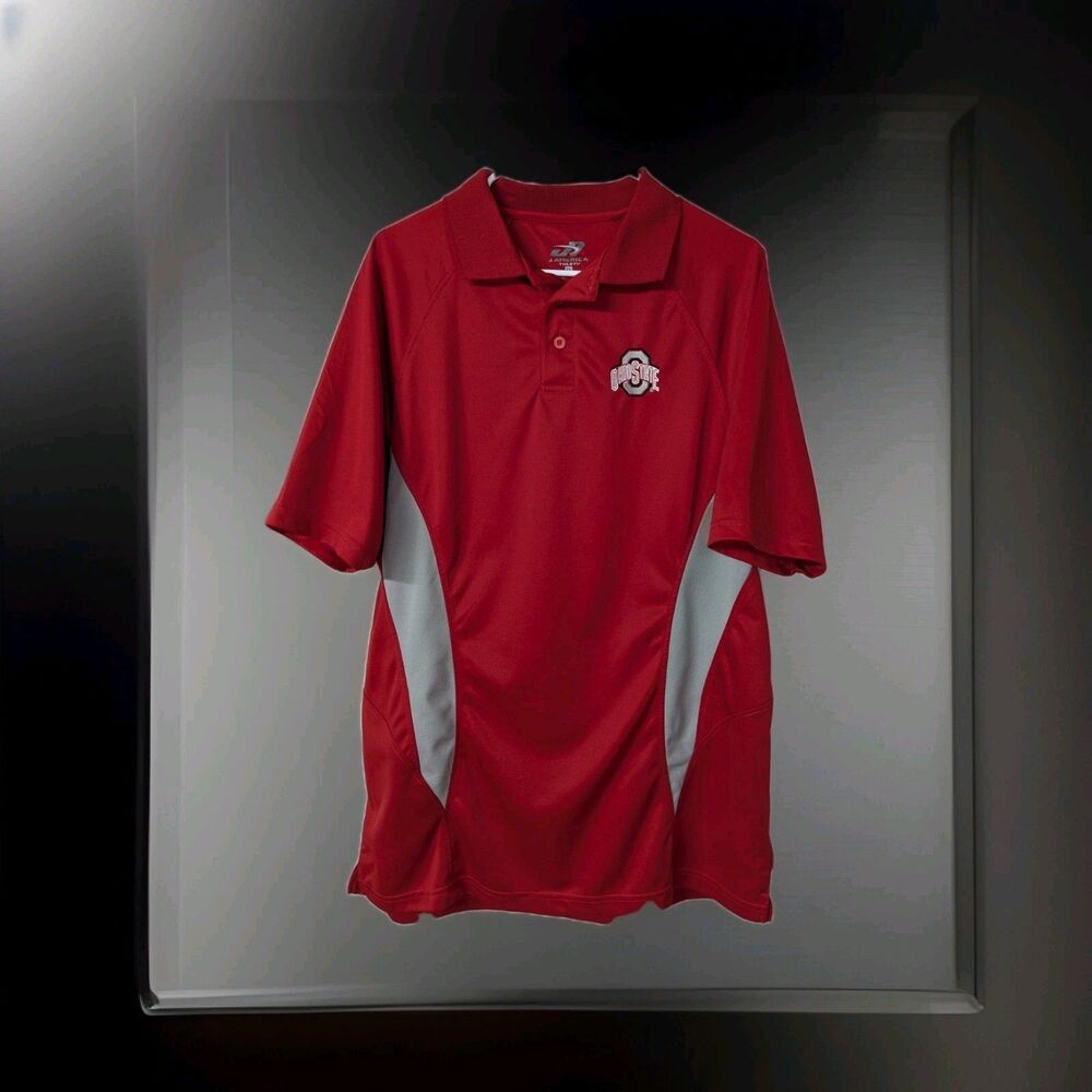 Mens Scarlet & Gray Ohio State Buckeyes Black Pullover Polo Shirt Size XL